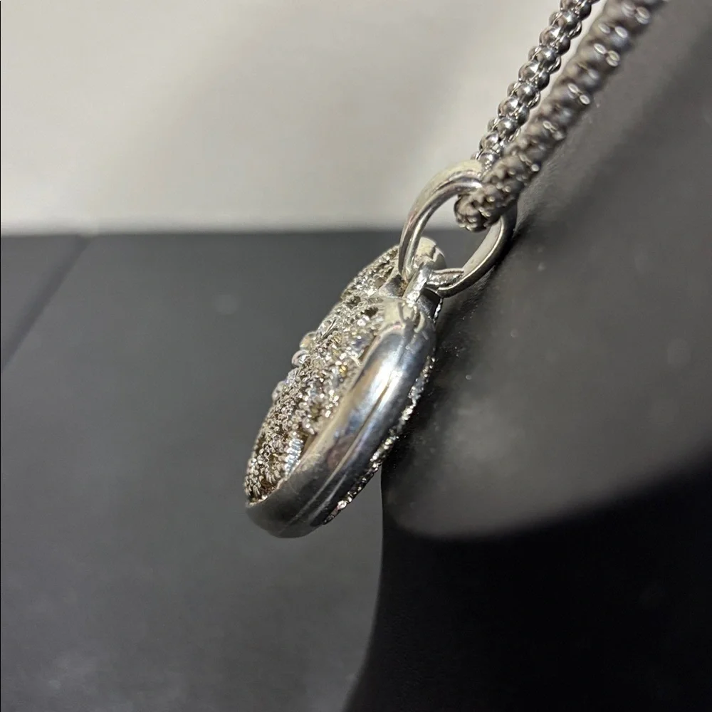 Intricate Silver Puffy Filigree Heart Pendant Necklace
